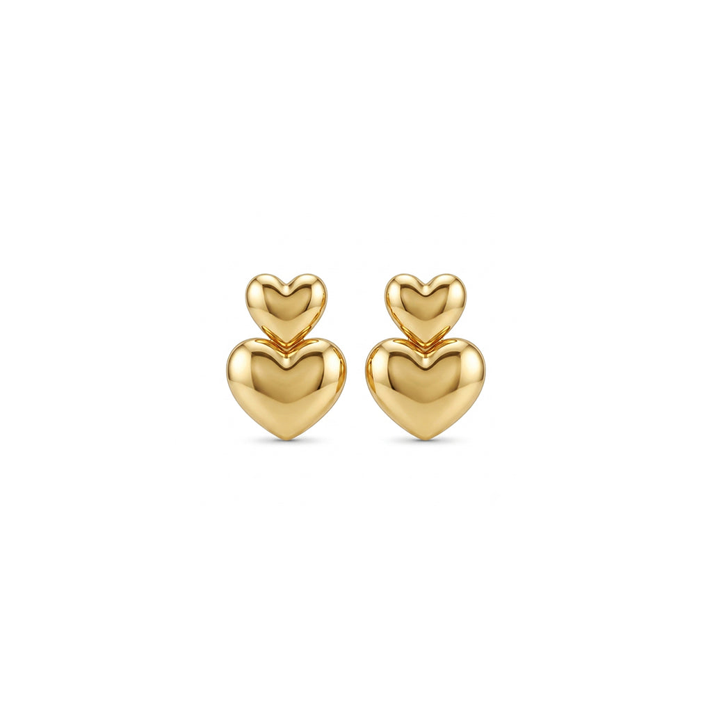 Puffed Heart Drop Earrings