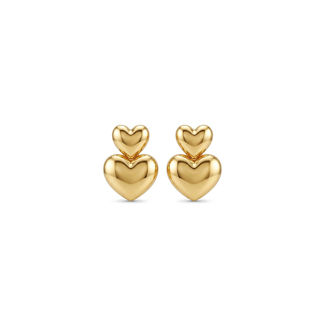 Puffed Heart Drop Earrings