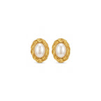 Oval Pearl Rope Frame Earrings