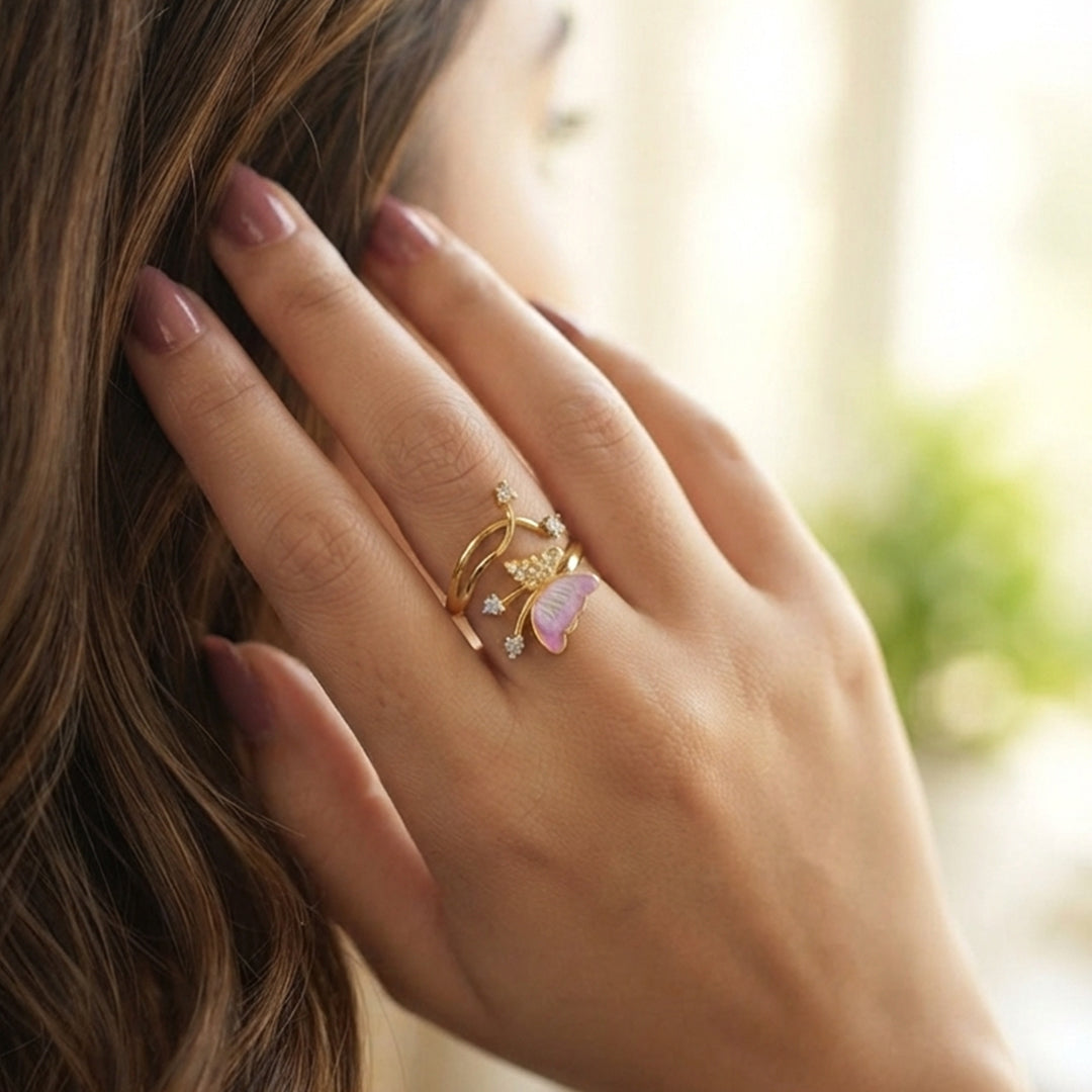 White Butterfly Ring