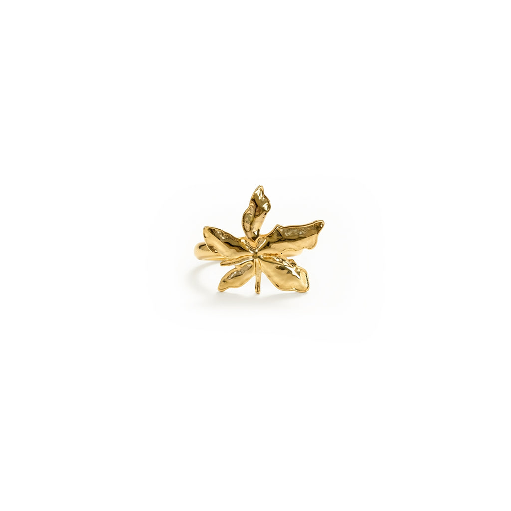 Golden Autumn Leaf Ring