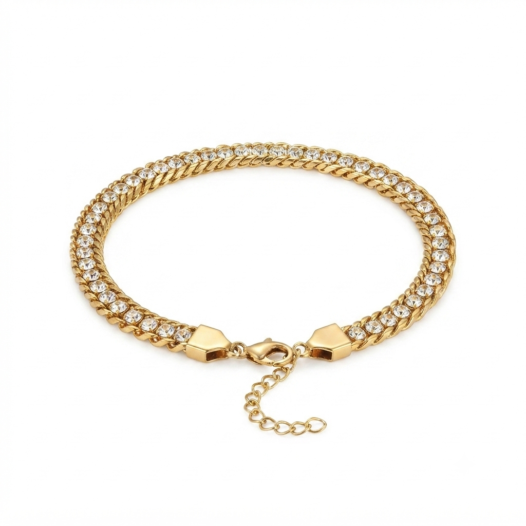 Golden Pave Curb Bracelet
