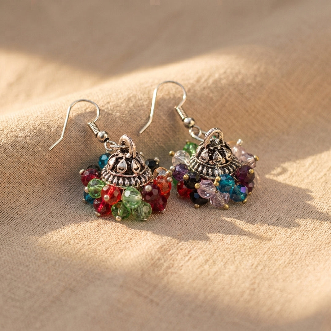 Mini Pearl Jhumkies Silver Base
