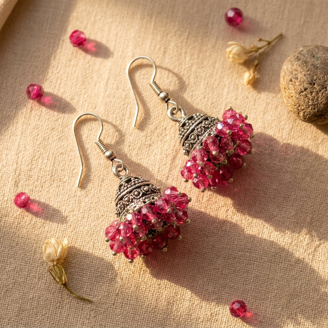 Mini Pearl Jhumkies Silver Base
