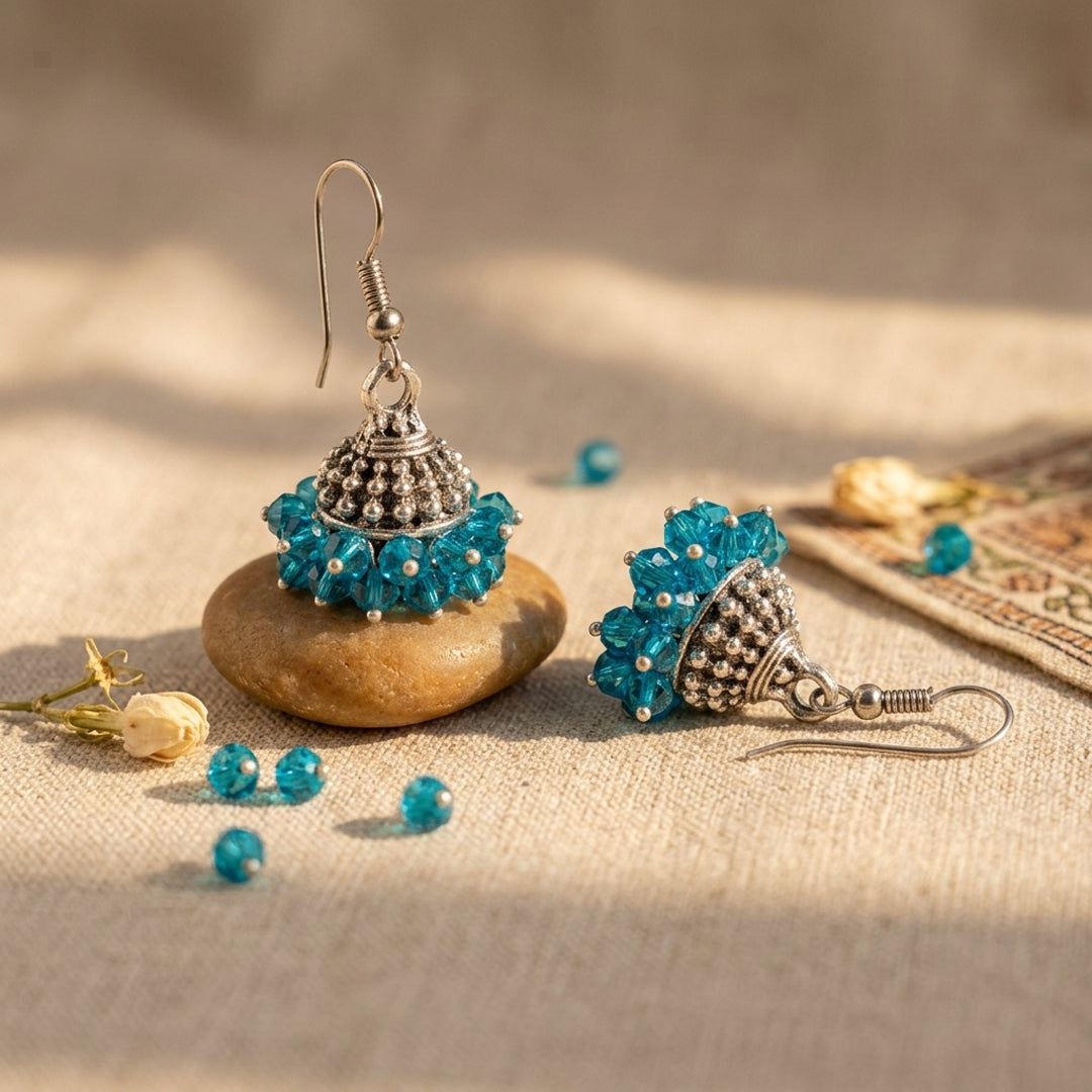 Mini Pearl Jhumkies Silver Base