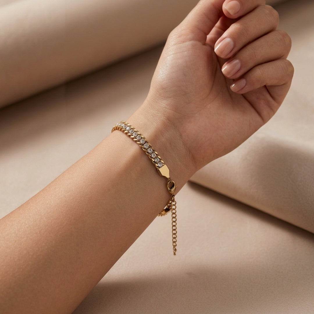 Golden Pave Curb Bracelet