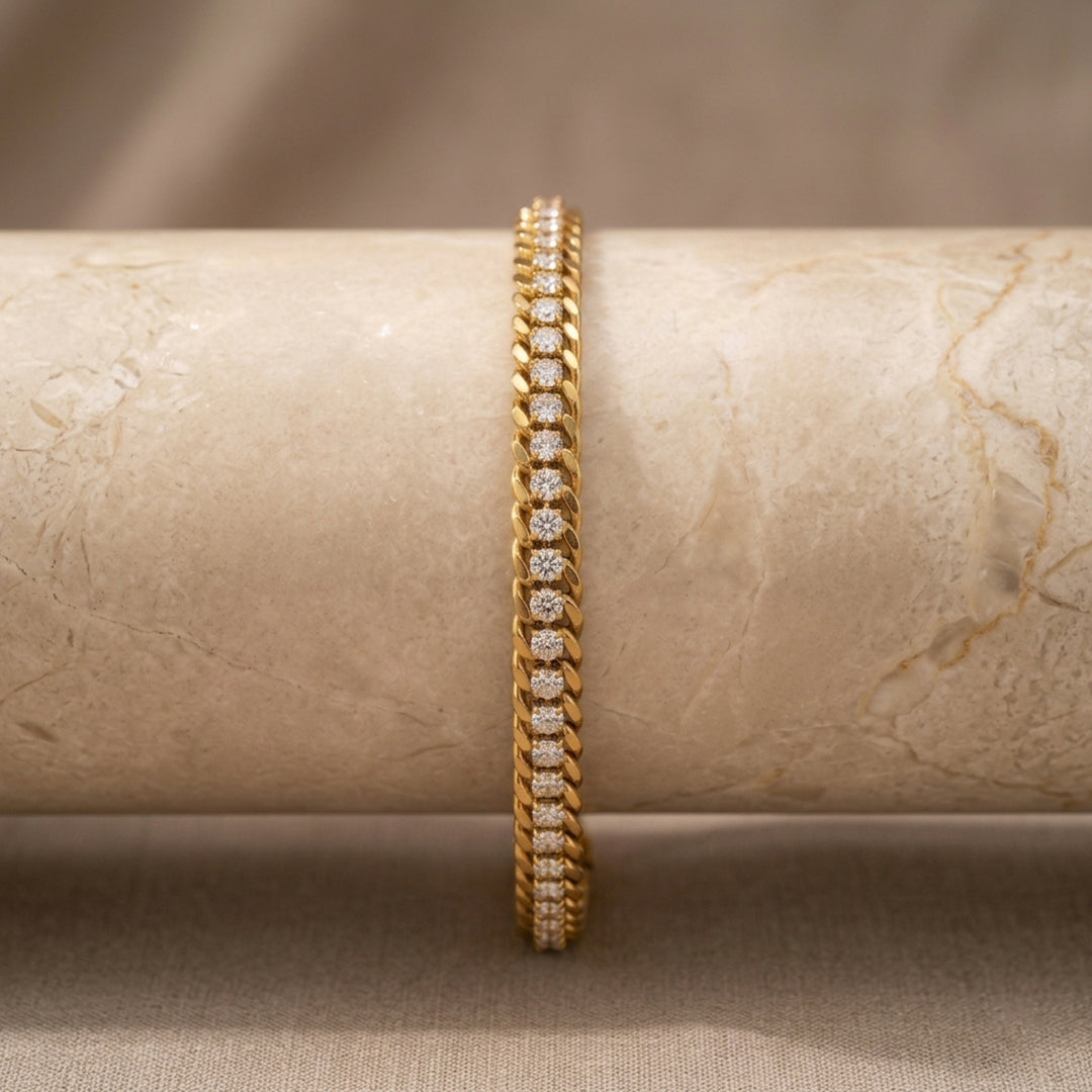 Golden Pave Curb Bracelet