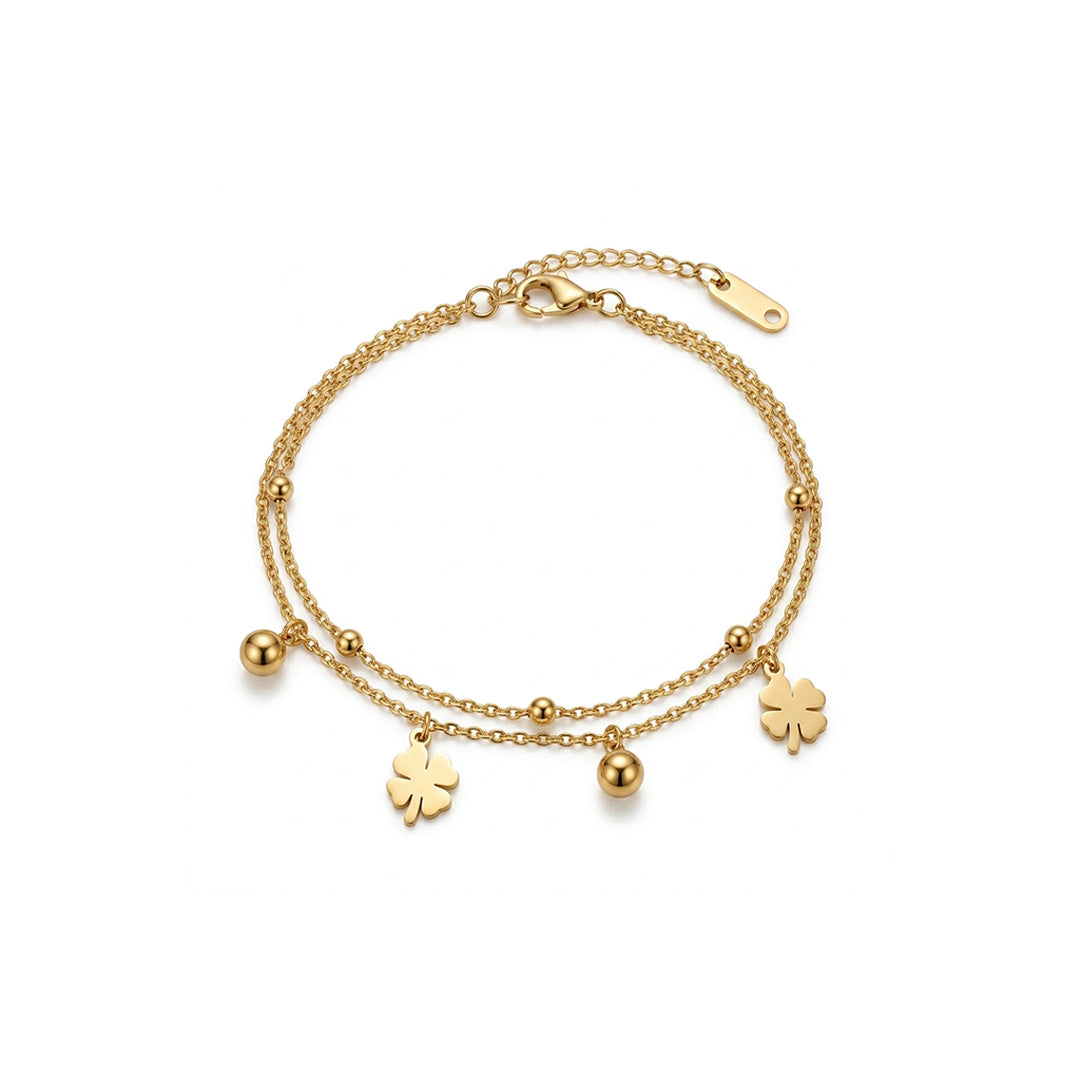 Double Chain Clover Anklet