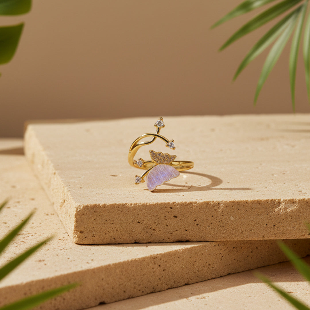 White Butterfly Ring