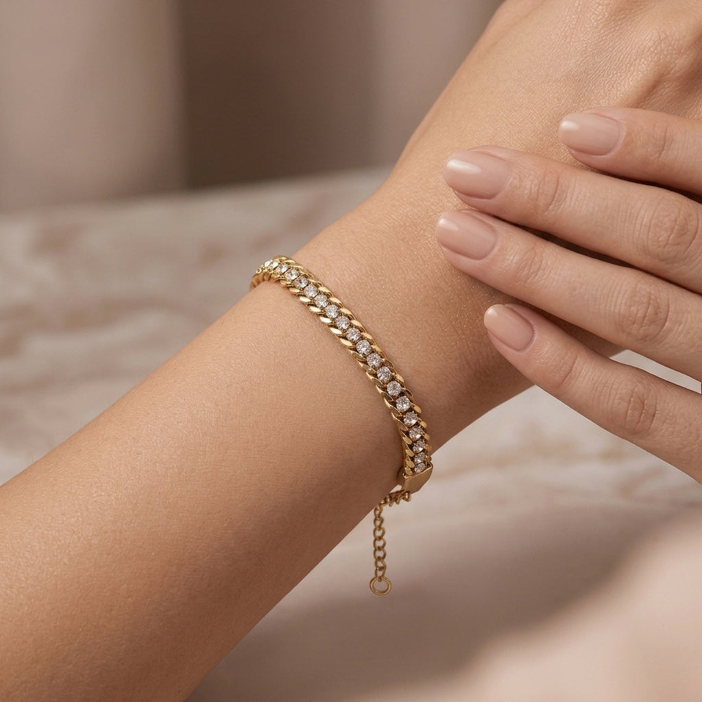 Golden Pave Curb Bracelet