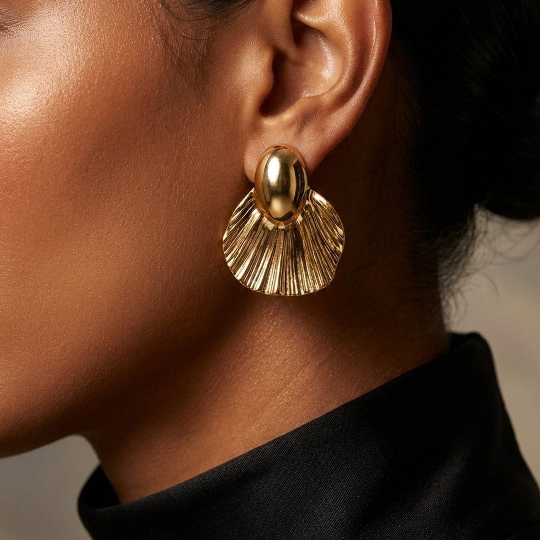 Pleated Shell Earrings